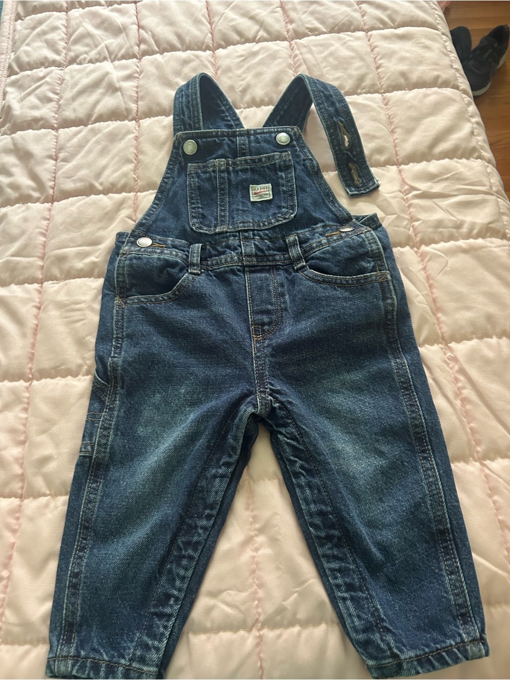 Old Navy Dark Workwear Blue Denim Toddlet Overalls